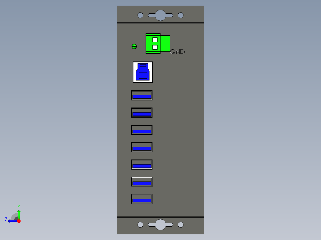 A2002845-7口工业USB 3.0集线器右视图