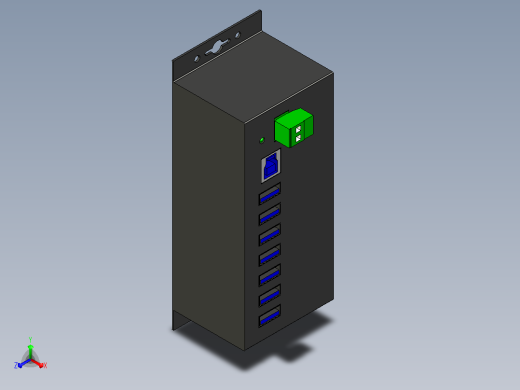 A2002845-7口工业USB 3.0集线器正等轴测缩略图