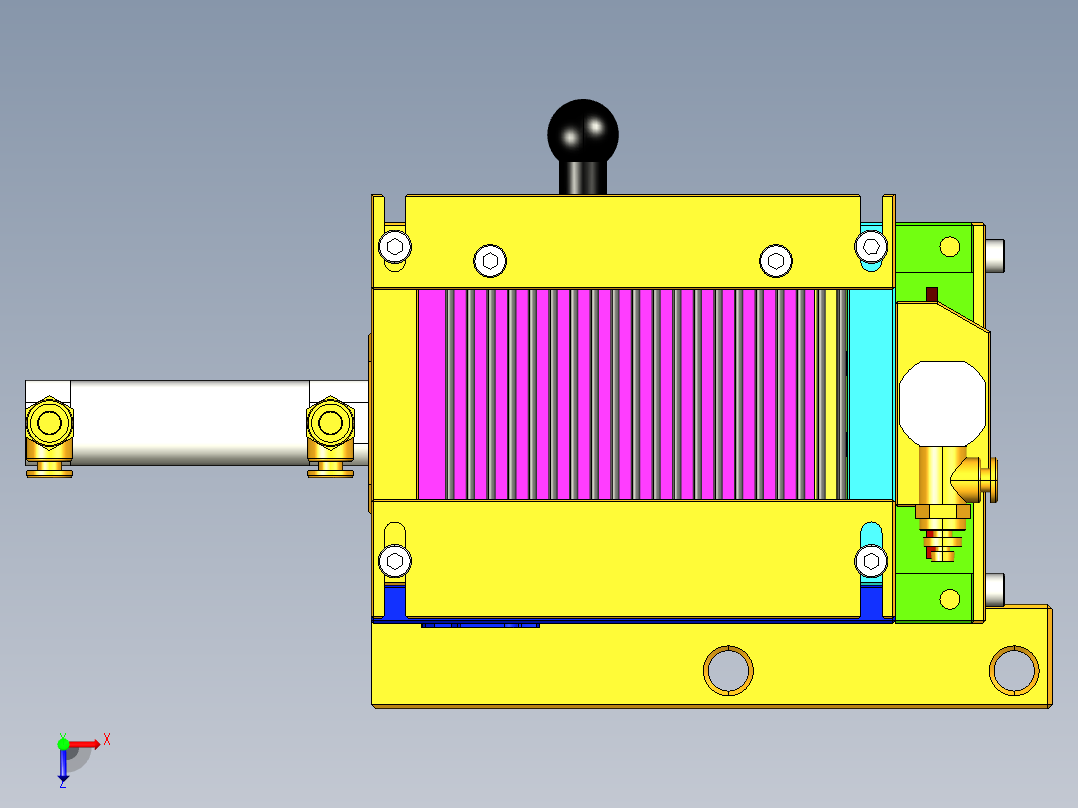 轴零件料仓下料机构俯视图