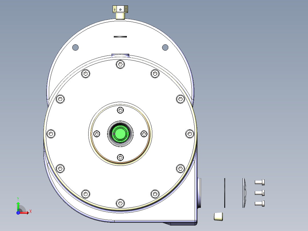 法兰式圆柱减速器3D数模图纸 Solidworks设计前视图