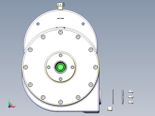 法兰式圆柱减速器3D数模图纸 Solidworks设计前视缩略图