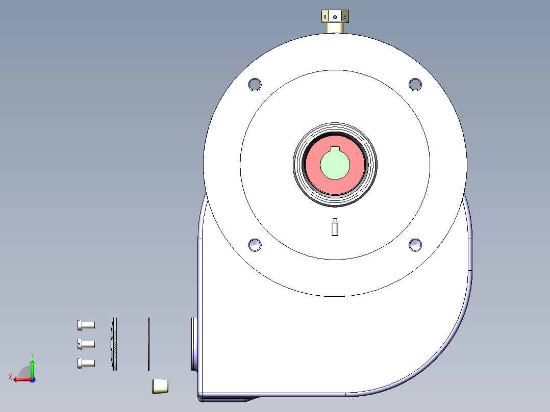 法兰式圆柱减速器3D数模图纸 Solidworks设计后视图