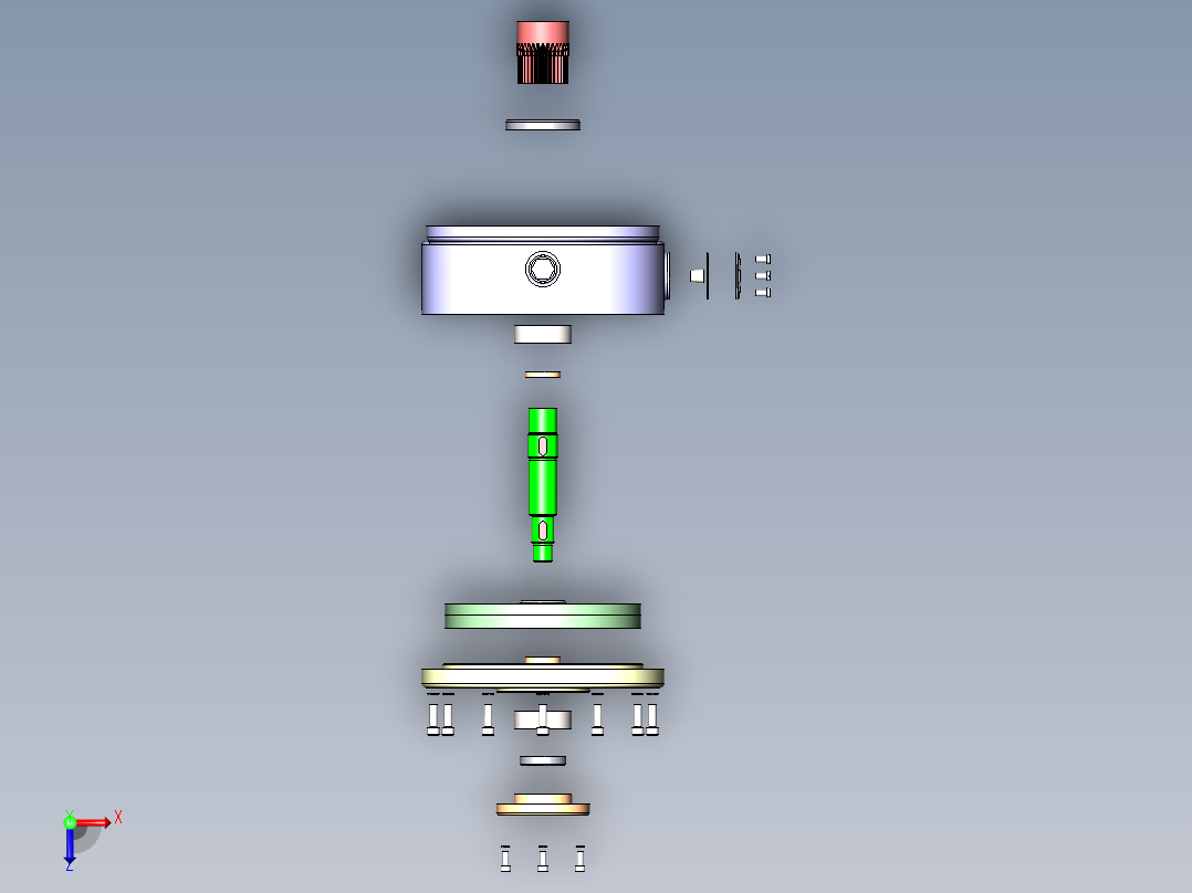 法兰式圆柱减速器3D数模图纸 Solidworks设计俯视图