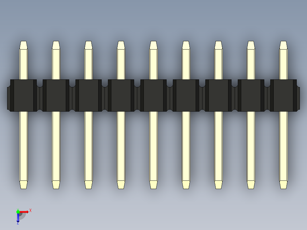彩色公头100mil（2.54mm）系列-DS1021_black_2x09p_100mil_Type1_rev1.0俯视图