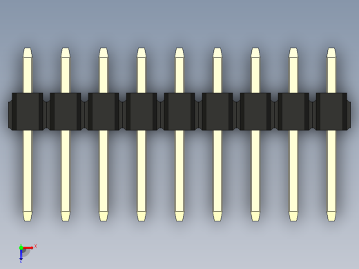 彩色公头100mil（2.54mm）系列-DS1021_black_2x09p_100mil_Type1_rev1.0俯视缩略图