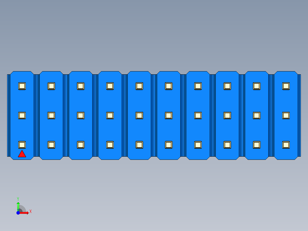 彩色公头100mil（2.54mm）系列-DS1021_blue_3x10p_100mil_Type43_rev1.0前视图