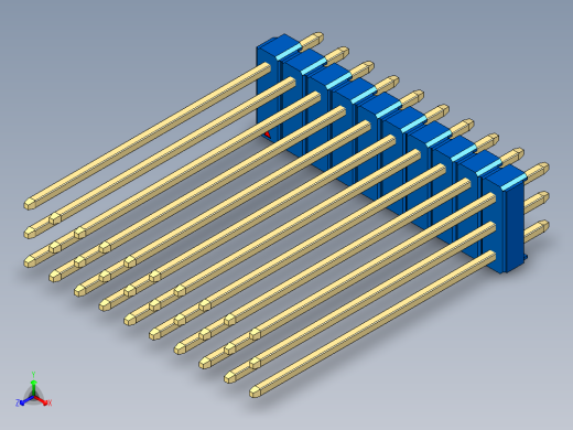 彩色公头100mil（2.54mm）系列-DS1021_blue_3x10p_100mil_Type43_rev1.0正等轴测缩略图