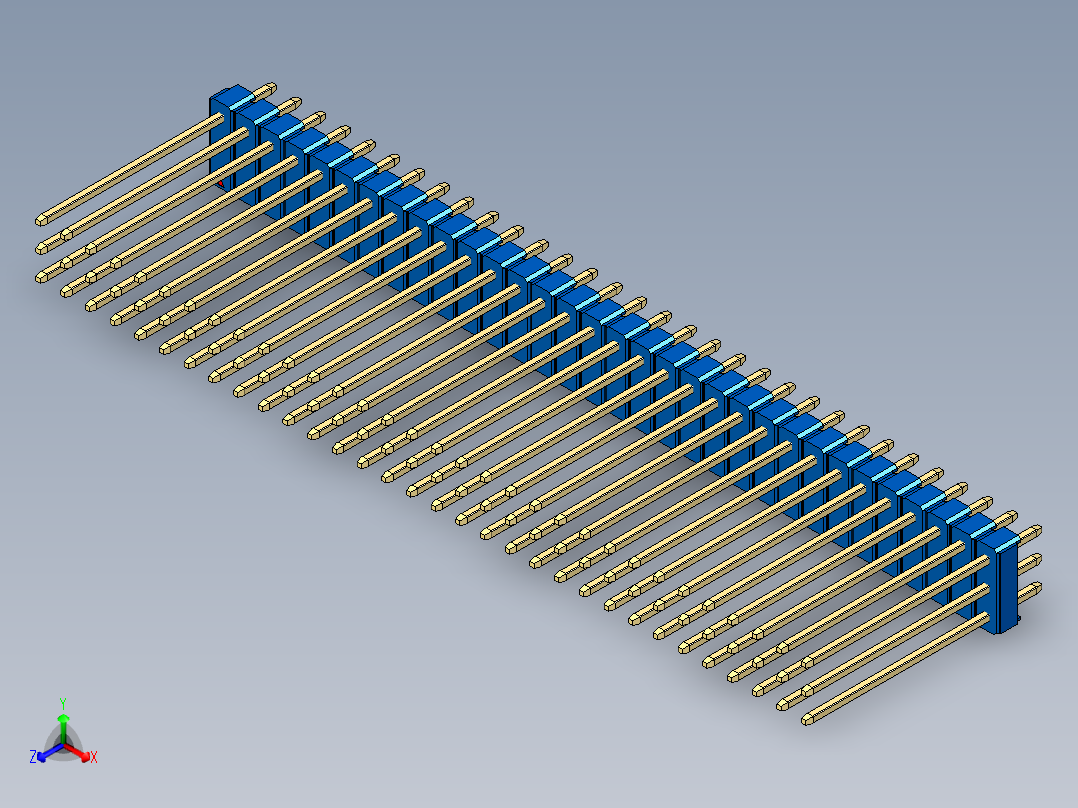 彩色公头100mil（2.54mm）系列-DS1021_blue_3x32p_100mil_Type19_rev1.0主视图