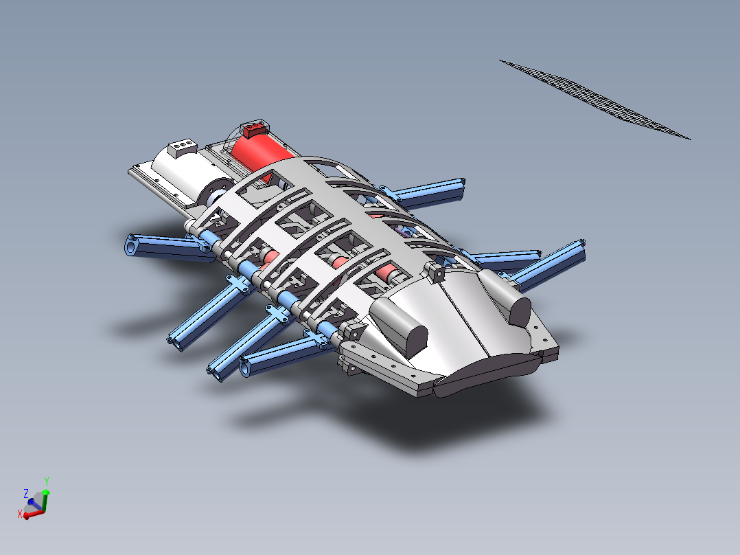 仿生鱼机器人3d图纸电机连杆划桨SW+2d装配图 仿生鱼机器人3d模型