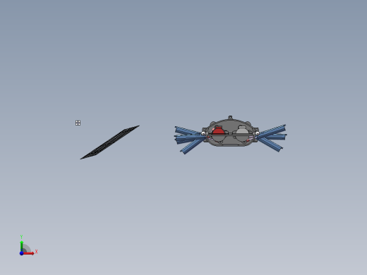 仿生鱼机器人3d图纸电机连杆划桨SW+2d装配图 仿生鱼机器人3d模型前视缩略图