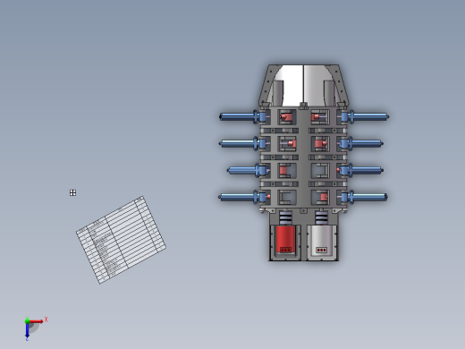 仿生鱼机器人3d图纸电机连杆划桨SW+2d装配图 仿生鱼机器人3d模型俯视缩略图