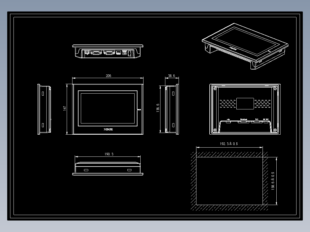 人机界面TG765G-XT-外观尺寸图-220711