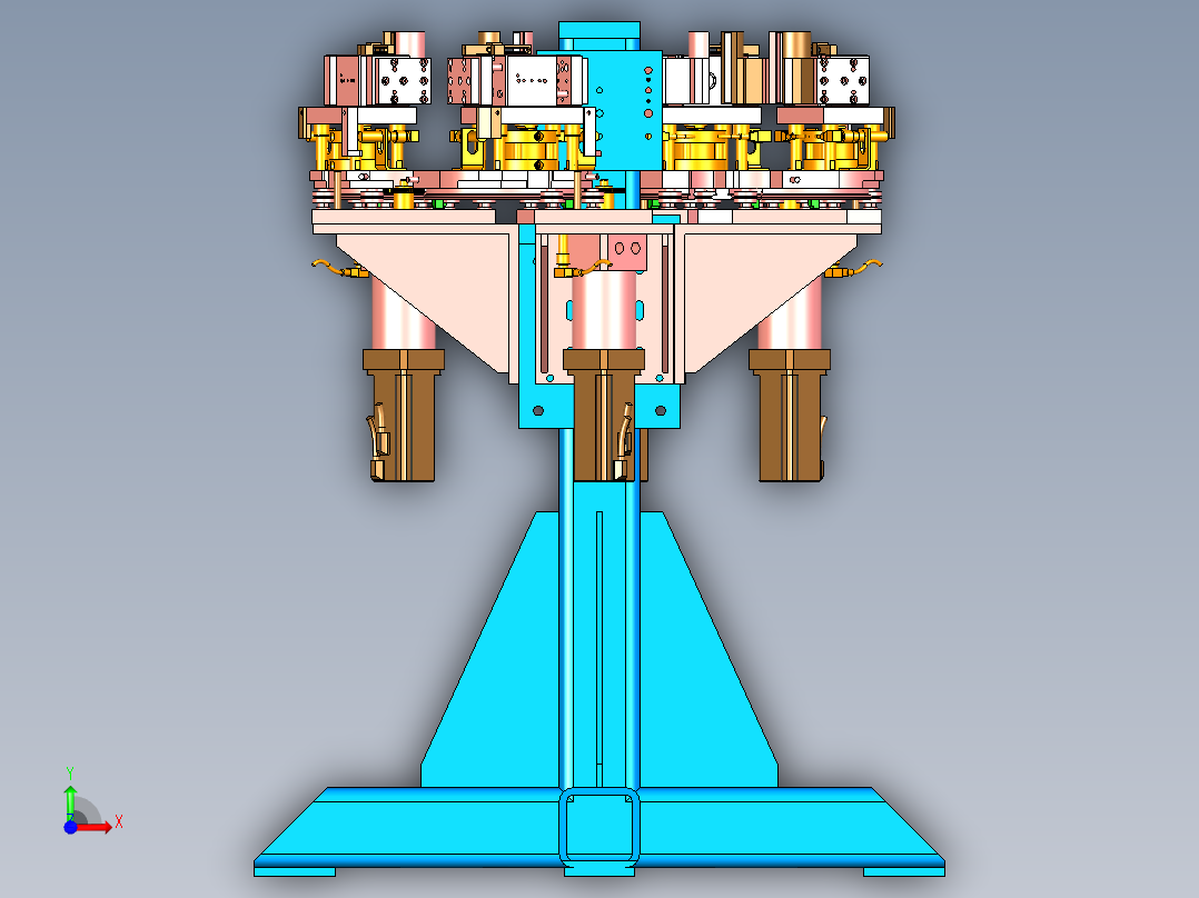 四工位轴承压紧单机设计前视图