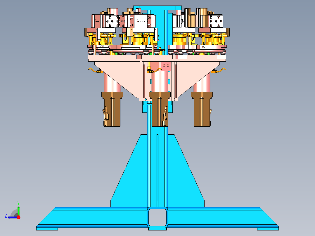 四工位轴承压紧单机设计右视图