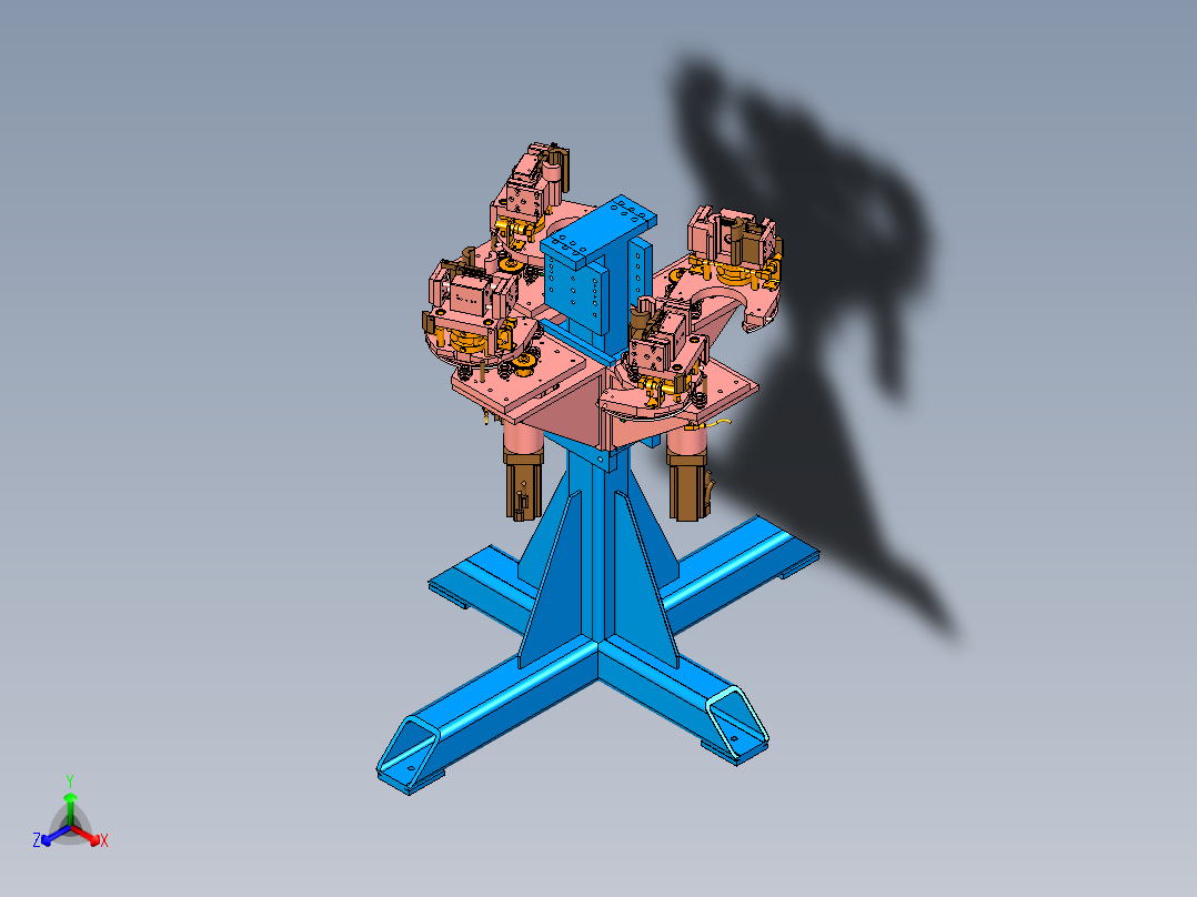四工位轴承压紧单机设计正等轴测图