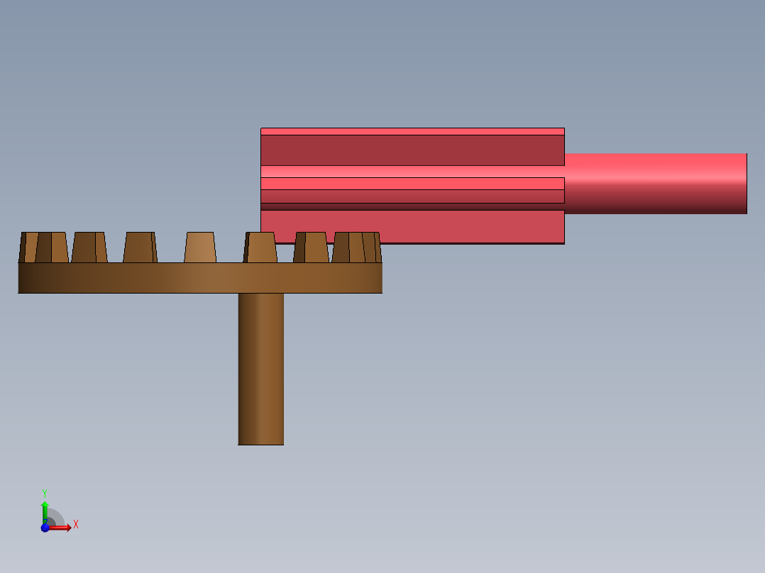 小齿轮和冠轮组件前视图
