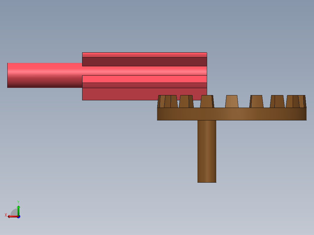 小齿轮和冠轮组件后视图