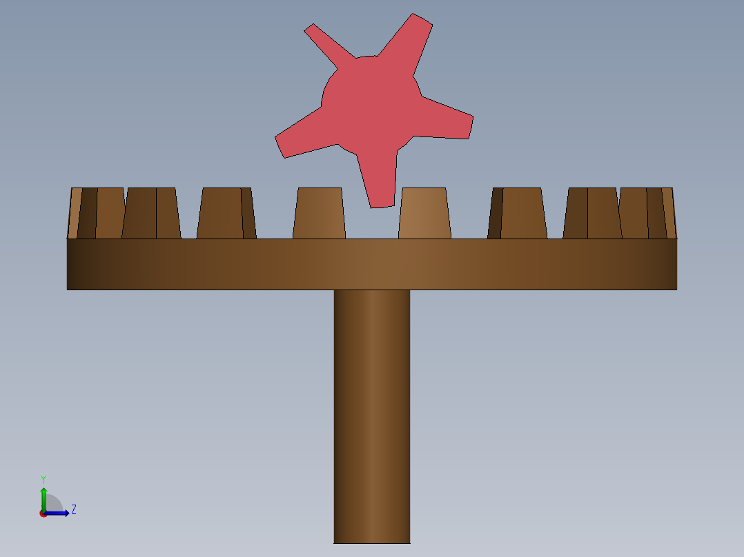 小齿轮和冠轮组件左视图