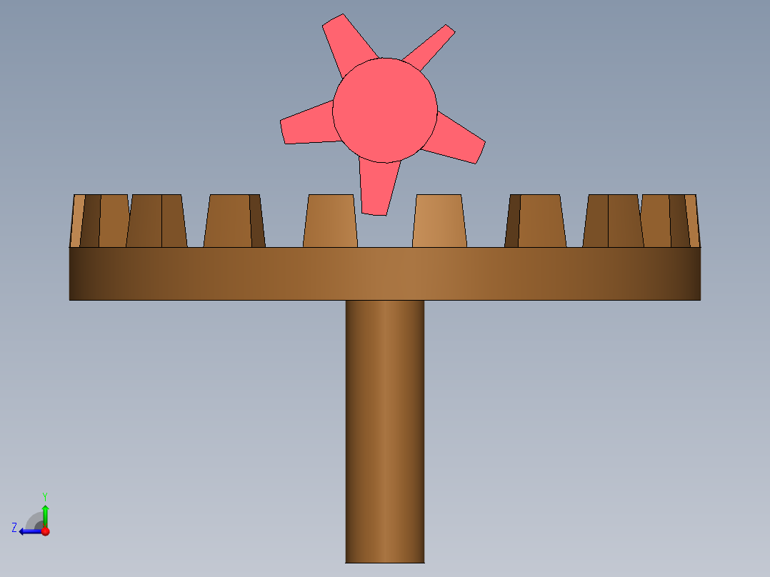 小齿轮和冠轮组件右视图