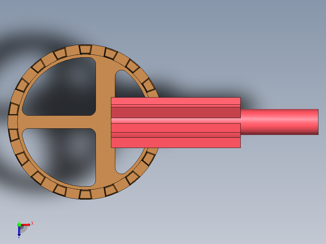 小齿轮和冠轮组件俯视图