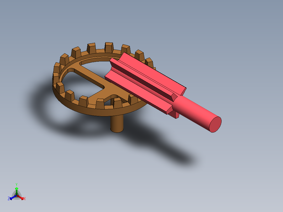 小齿轮和冠轮组件正等轴测图