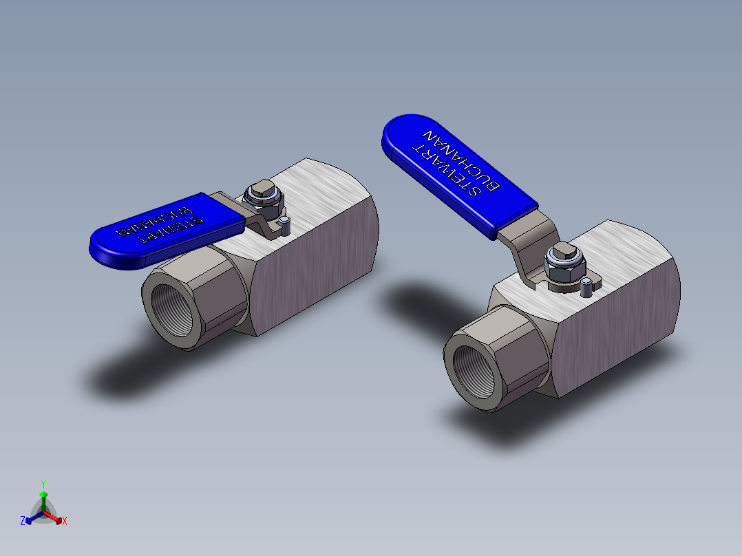 2款BVA1型-单球阀模型正等轴测图