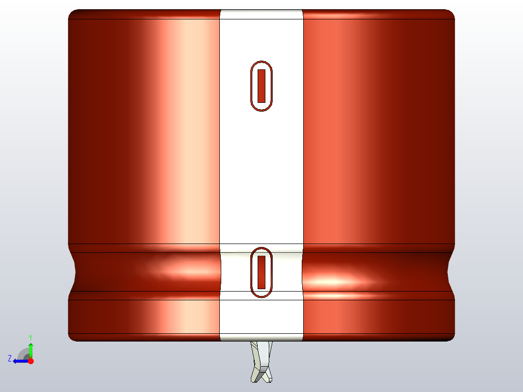 35 x30棕白色底片电解电容器右视图