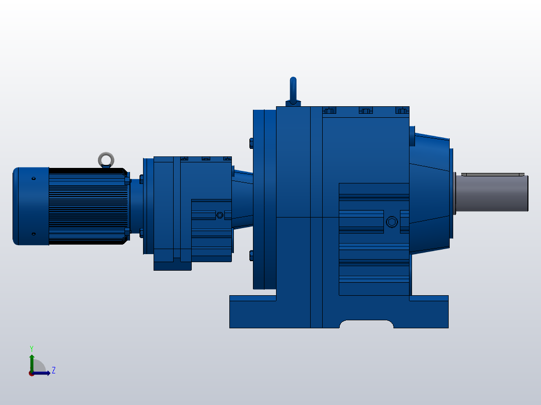 R97R57底脚轴伸式安装组合型斜齿轮减速机R97R57-Y0.18-4P-63-M1-0°左视图