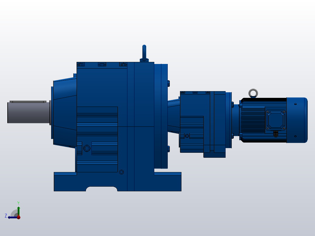 R97R57底脚轴伸式安装组合型斜齿轮减速机R97R57-Y0.18-4P-63-M1-0°右视图