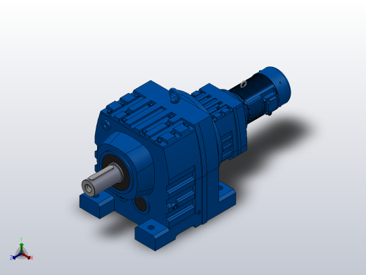 R97R57底脚轴伸式安装组合型斜齿轮减速机R97R57-Y0.18-4P-63-M1-0°正等轴测缩略图
