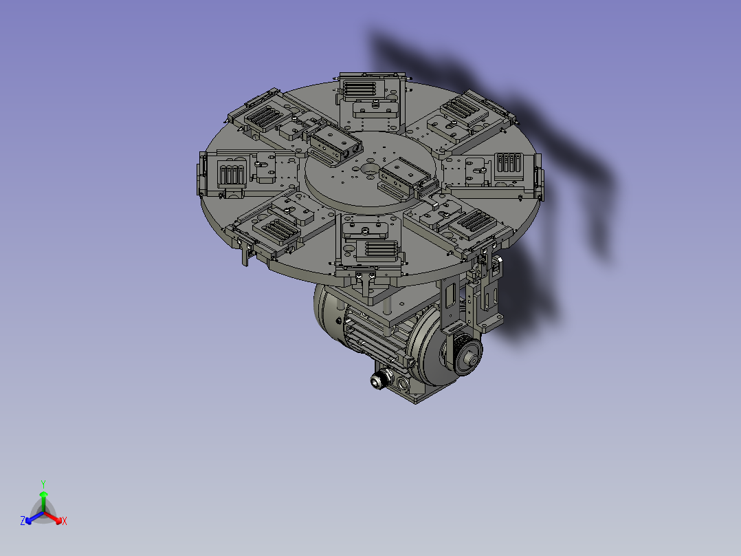 八工位分度盘旋转工作模型图1主视图