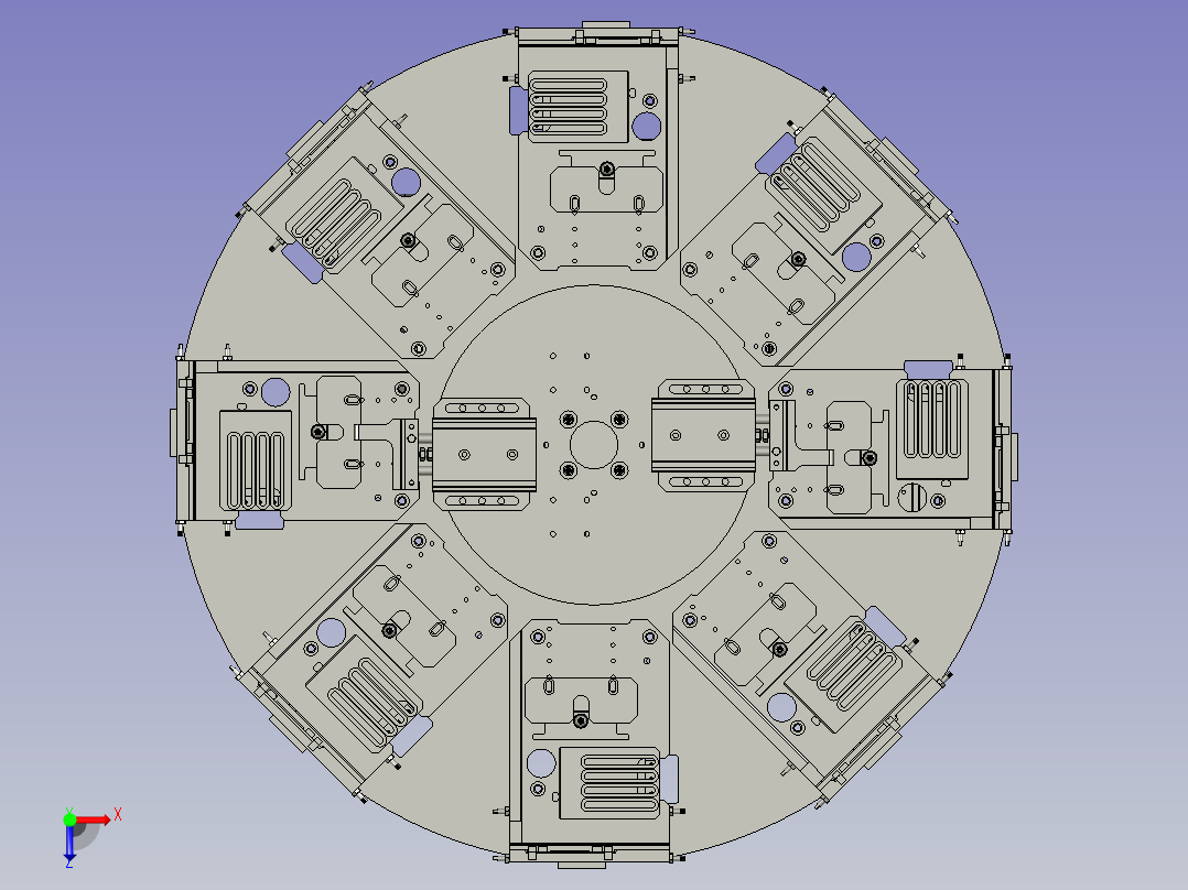 八工位分度盘旋转工作模型图1俯视图