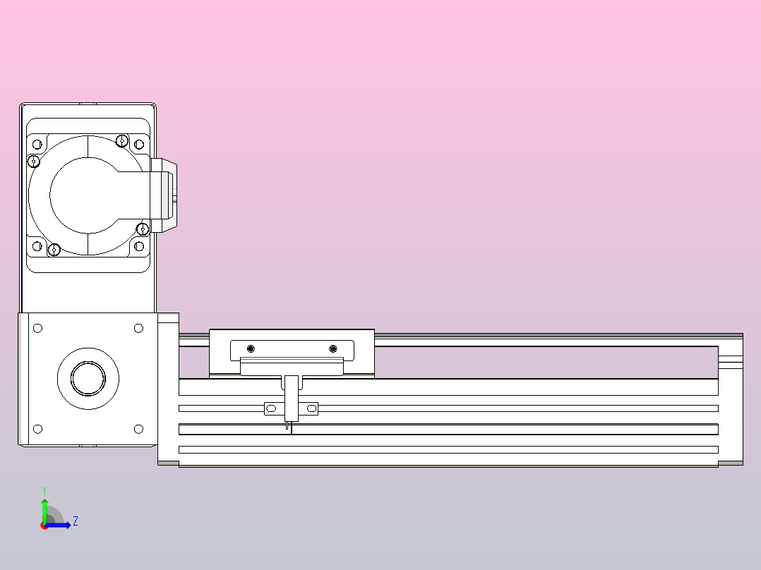 皮带直线轴半封闭可选导轨TPA-HNB-85D-90-L100-LU-C-P20-N3左视图