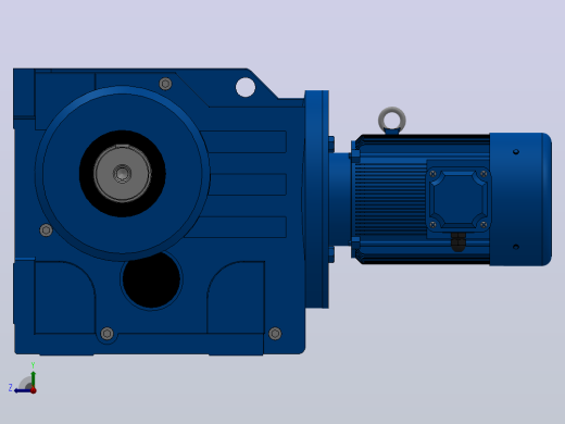 K127底脚轴伸式安装螺旋锥齿轮减速机K127-YV5.5-6P-110.13-M1-0°-A右视缩略图