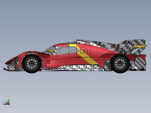 法拉利499P勒芒超级跑车造型3D图纸+Solidworks设计右视缩略图