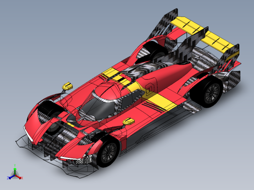 法拉利499P勒芒超级跑车造型3D图纸+Solidworks设计正等轴测缩略图