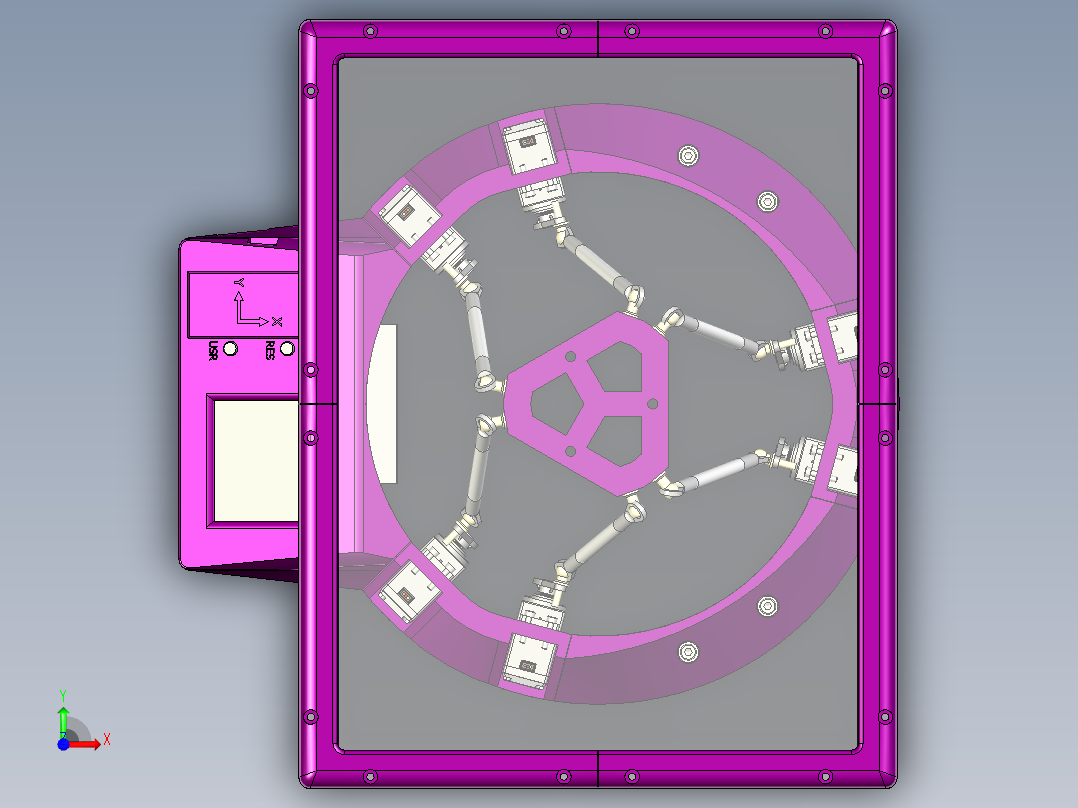 并联机器人6DOF 3D printed Stewart Platform INV前视图