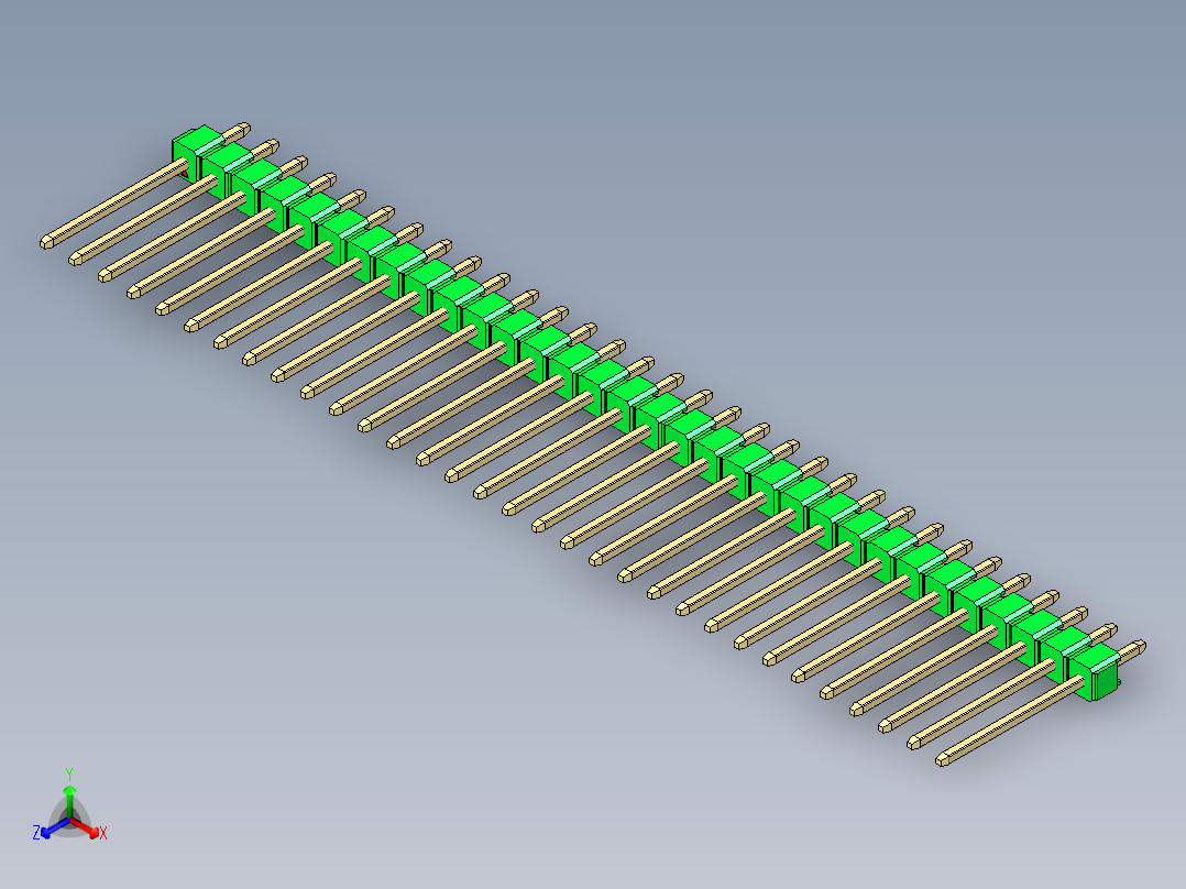 彩色公头100mil（2.54mm）系列-DS1021_green_1x32p_100mil_Type5_rev1.0主视图