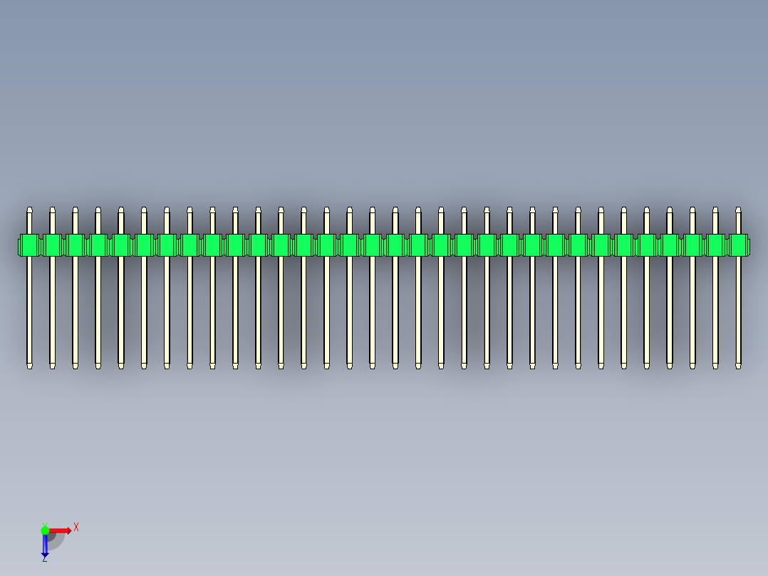 彩色公头100mil（2.54mm）系列-DS1021_green_1x32p_100mil_Type5_rev1.0俯视图