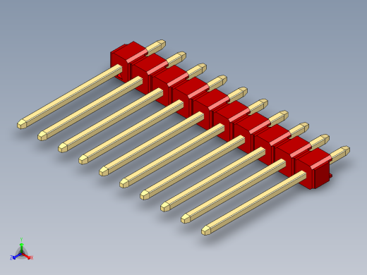 彩色公头100mil（2.54mm）系列-DS1021_red_1x10p_100mil_Type5_rev1.0