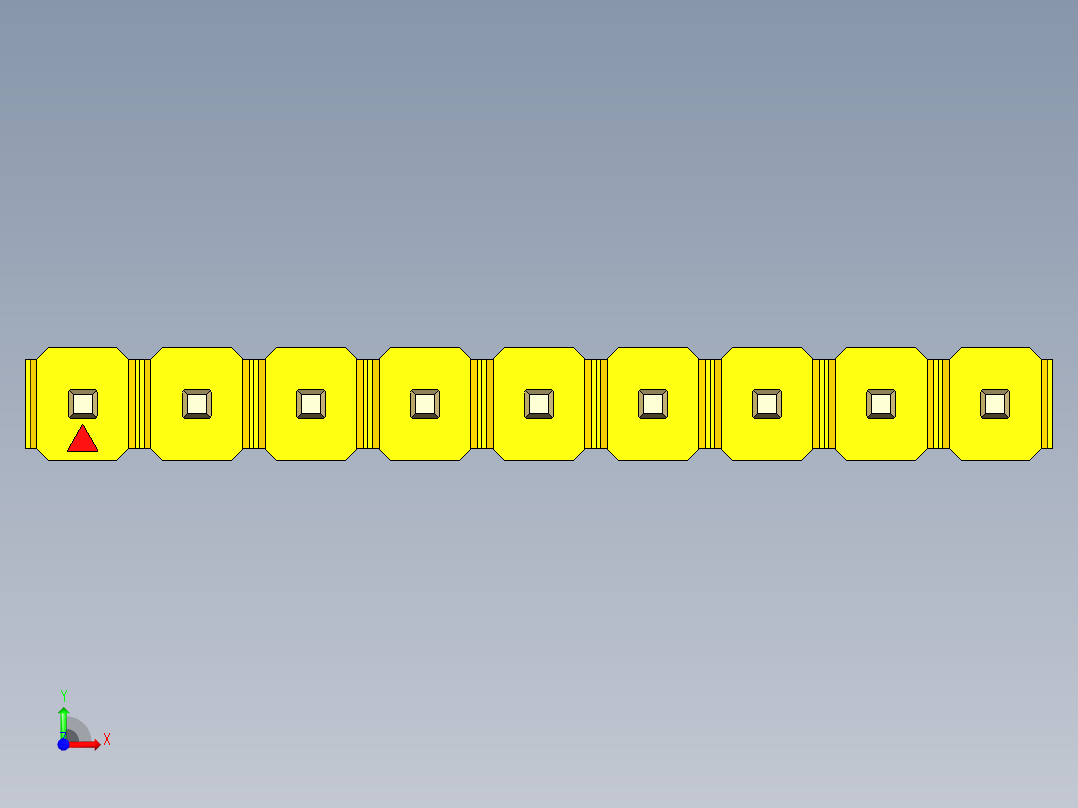 彩色公头100mil（2.54mm）系列-DS1021_yellow_1x09p_100mil_Type5_rev1.0前视图
