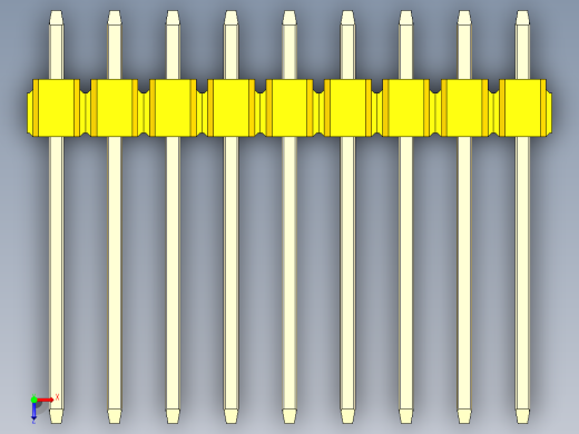 彩色公头100mil（2.54mm）系列-DS1021_yellow_1x09p_100mil_Type5_rev1.0俯视缩略图