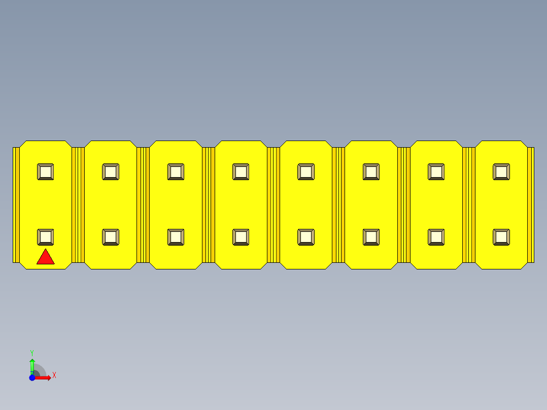 彩色公头100mil（2.54mm）系列-DS1021_yellow_2x08p_100mil_Type1_rev1.0前视图