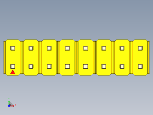 彩色公头100mil（2.54mm）系列-DS1021_yellow_2x08p_100mil_Type1_rev1.0前视缩略图