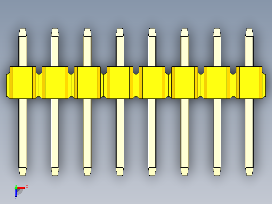 彩色公头100mil（2.54mm）系列-DS1021_yellow_2x08p_100mil_Type1_rev1.0俯视图