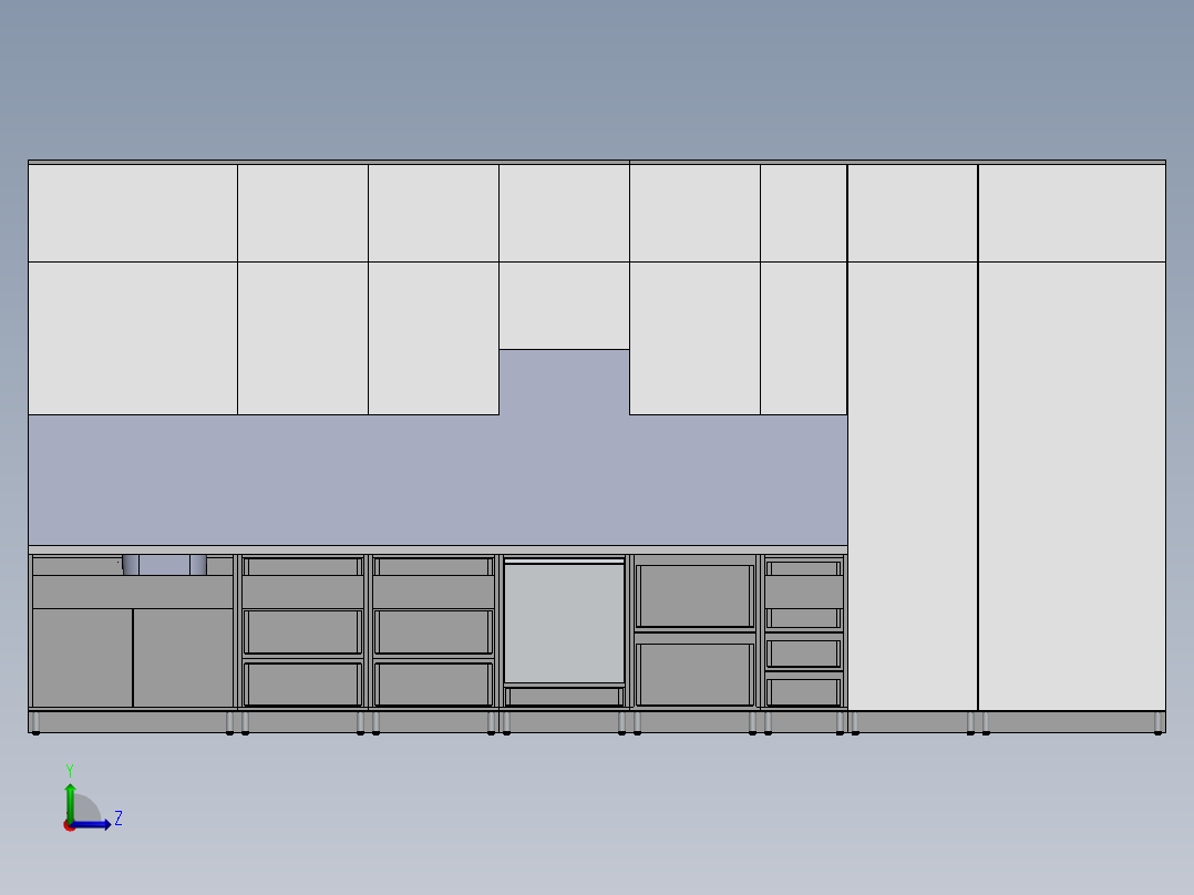 整体厨房模型图左视图