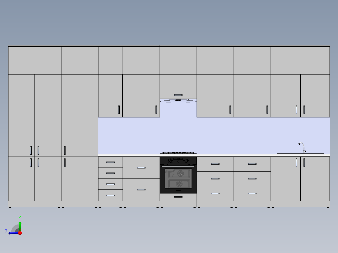 整体厨房模型图右视图