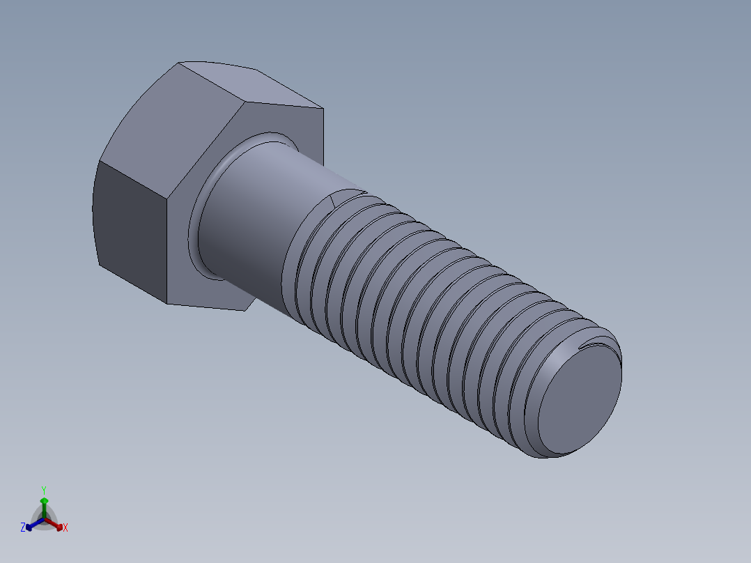 UNC 六角螺栓-Hex Bolt 0.625-11 x 2.SLDPRT正等轴测图