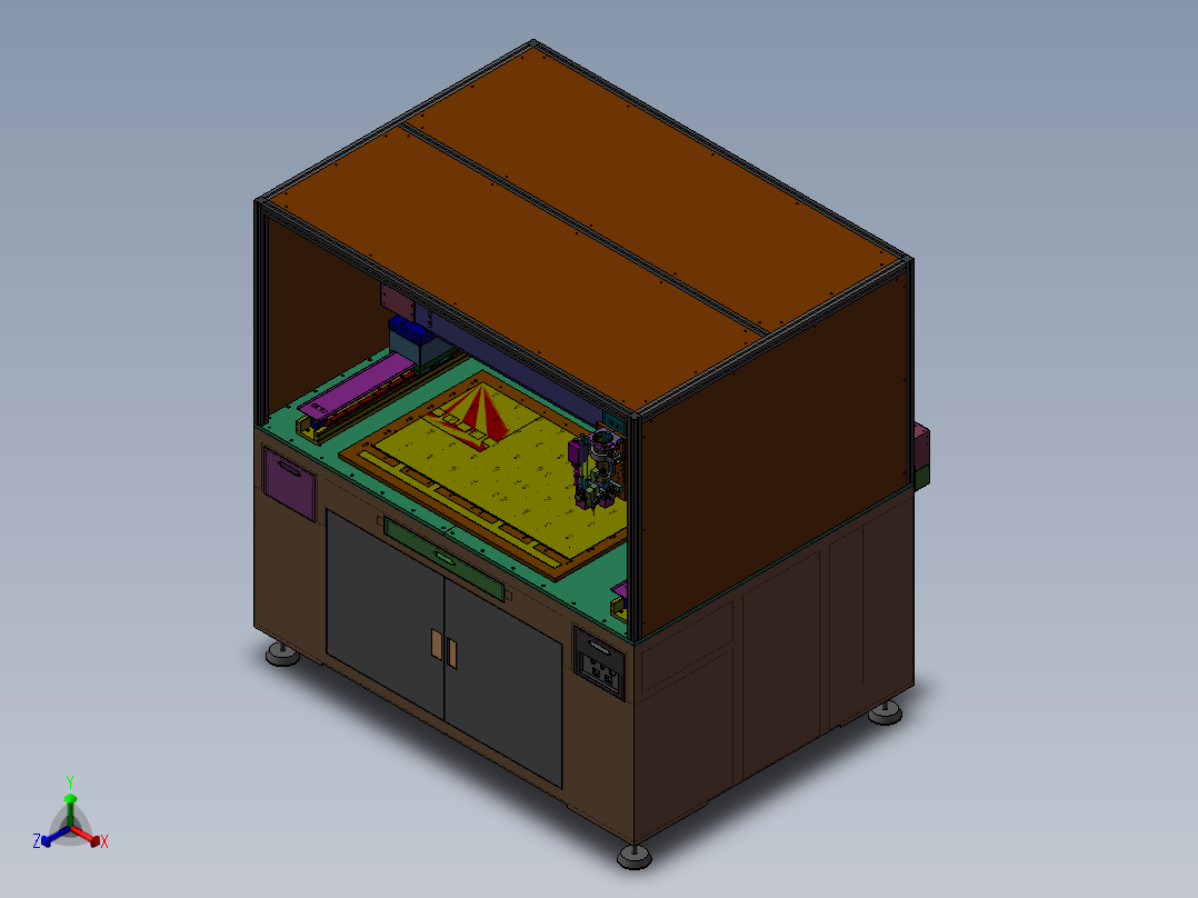 一台三轴点胶机正等轴测图