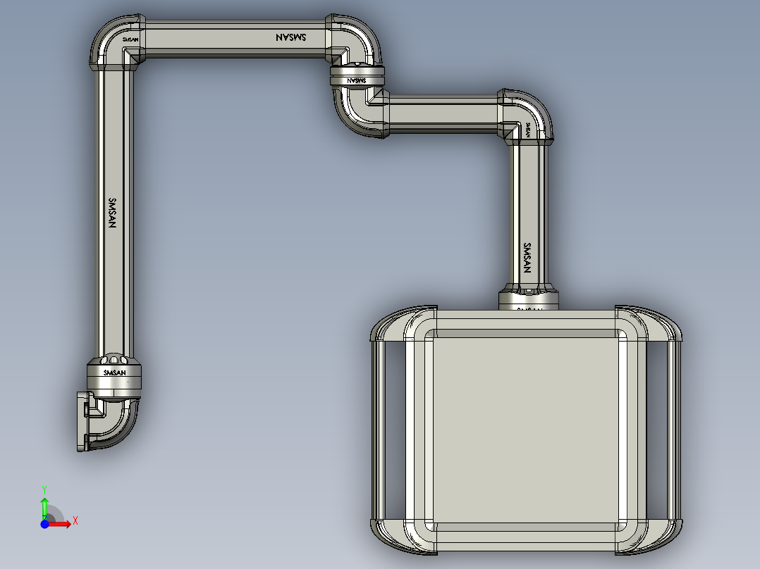 向下锤子墙座+转角+转角+箱体连接器+控制箱前视图